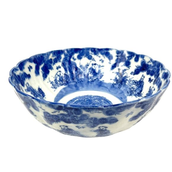 Japanese Century Blue and White Katagami Porcelain Bowl - Picture 6 of 9